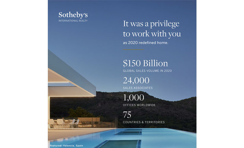 Sotheby’s International Realty Sees 32% Sales Growth & Achieves Record $150 Billion in Global Sales Volume as 2020 Redefined Home