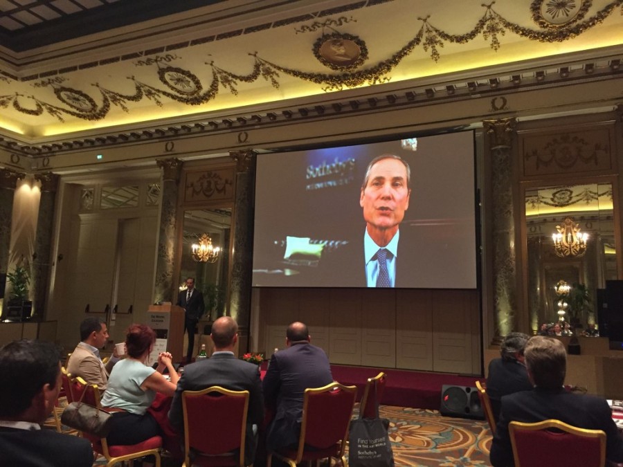 David White addresses the attendees via Skype at Emea Rome