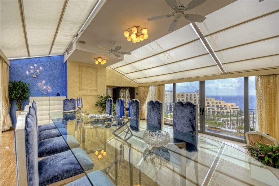 Beautiful dining area of exclusive luxury penthouse in Protomaso.