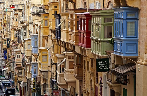 Valletta colourful balconies