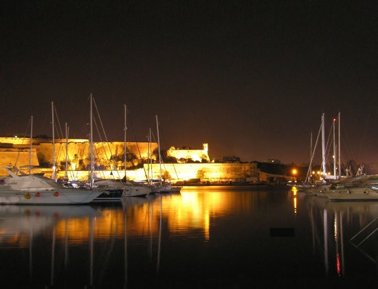 Ta' Xbiex Marina by night, Malta.