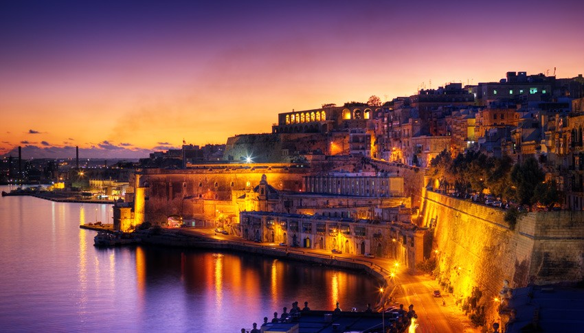 Colourful Valletta by night