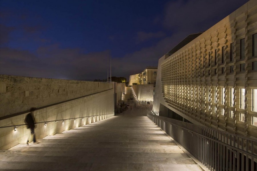 Valletta City Gate by night